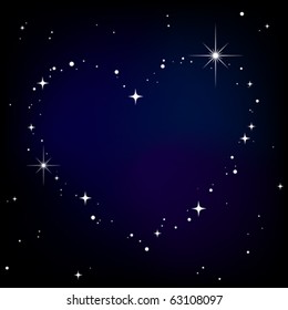 Star Heart In Night Sky