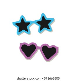 Star And Heart Sunglasses Vector