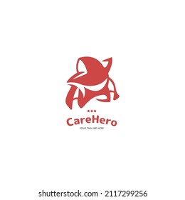 Star and Hero logo combination. Star silhouette logo with one color