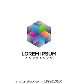 Star hexagon logo colorful illustration