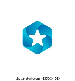 star hexagon logo vector icon badges illustration