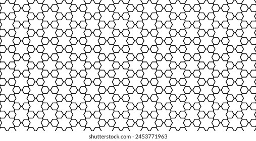 Star and hexagon pavement patterns. Seamless regular landscape design in vector (repeatable). Religious mesh texture.