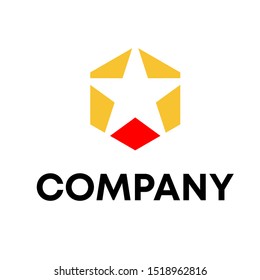 star with hexagon sign logo vector