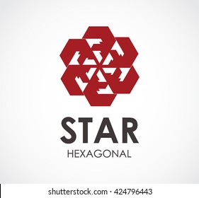 Star hexagonal of swirl art abstract vector and logo design or template decoration business icon of company identity symbol concept