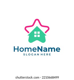 Star home logo illustration template. House star logo design concept vector