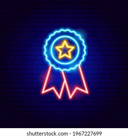 Star Honor Neon Sign. Vector Illustration of USA Promotion.