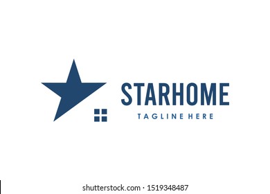 Star and House Combination Real Estate Architecture Logo Design Flat Vector Illustration