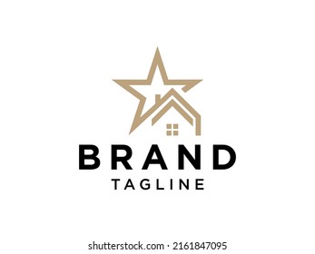 Star and House Combination Real Estate Architecture Logo Design Flat Vector Illustration
