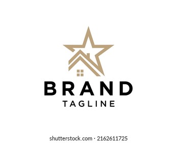 Star and House Combination Real Estate Architecture Logo Design Flat Vector Illustration
