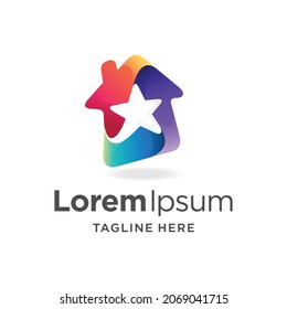logotipo de la casa estrella con concepto de color degradado