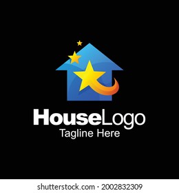 diseño de degradado de logotipo de casa estrella