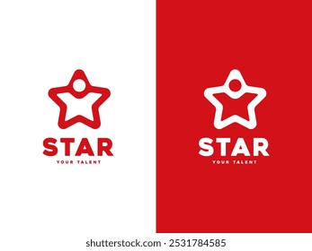 Star with Human People for Start up or Talent Audition Competition logo design.