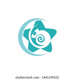 star and hunting chameleon logo template