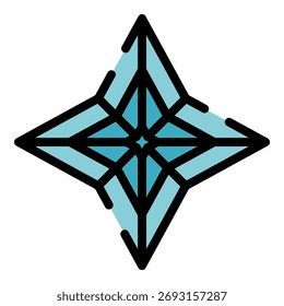 Icono de hielo estrella. Esquema de estrella de Vector de hielo de color plano aislado