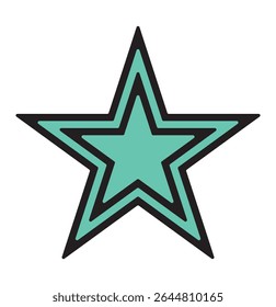 Star icon with 2 black lines. star shape with double outline. Star Art Icon in Vector Line. Stars icon vector stock. Star five pointed line style icon vector illustration design. 