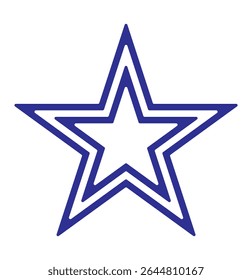 Star icon with 2 black lines. star shape with double outline. Star Art Icon in Vector Line. Stars icon vector stock. Star five pointed line style icon vector illustration design. 