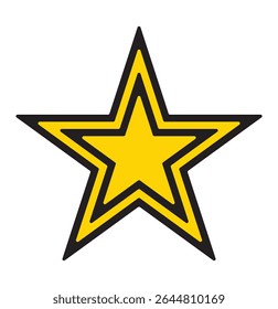 Star icon with 2 black lines. star shape with double outline. Star Art Icon in Vector Line. Stars icon vector stock. Star five pointed line style icon vector illustration design. 
