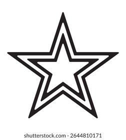Star icon with 2 black lines. star shape with double outline. Star Art Icon in Vector Line. Stars icon vector stock. Star five pointed line style icon vector illustration design. 