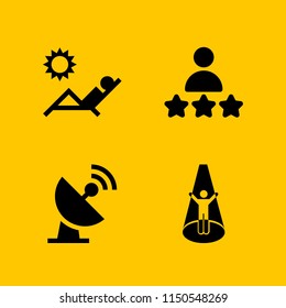 star icon. 4 star set with satellite, ufo, rate and sun vector icons for web and mobile app