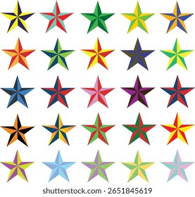 star icon, 5 star icon, icone star with Colorful Geometric Star Icon Set Flat 2D Design