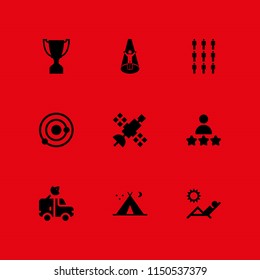 star icon. 9 star set with rate, tent night, nine and trophy shape vector icons for web and mobile app