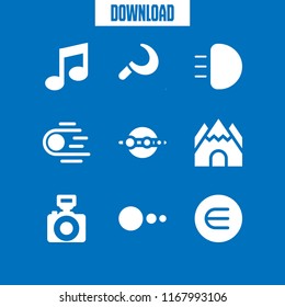 star icon. 9 star vector set. photo camera with flash, light, asteroid and solar system icons for web and design about star theme