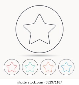 Star icon. Add to favorites sign. Astronomy symbol. Linear circle icons.