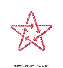 Star icon with arrows with hand drawn lines texture.