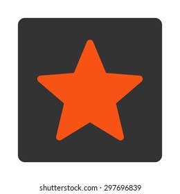Star icon from Award Buttons OverColor Set. Icon style is orange and gray colors, flat rounded square button, white background.