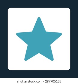 Star icon from Award Buttons OverColor Set. Icon style is blue and white colors, flat rounded square button, dark blue background.