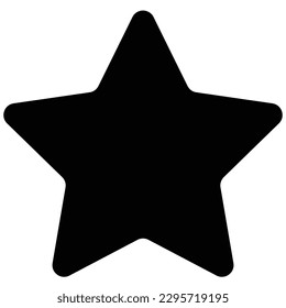Star icon, black color curved corner cute flat style rank, rating concept vector illustration. Trendy design graphic for web, mobile, app, UI, logo, game, stamp, label symbol isolated background.