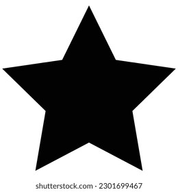 Star icon, black color flat style star shape rank concept vector. Trendy design graphic sign illustration for web, mobile, app, UI, logo, game, stamp, label symbol isolated on white background.