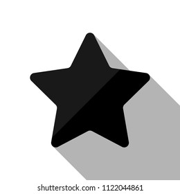 Star icon. Black object with long shadow on white background