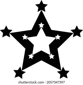 Star icon. Black and white star symbol with frame. Vector illustration