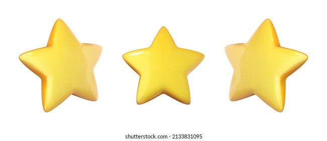 Star Icon In Cartoon 3d Style Isolated On White Background. Vector Illustration Plastic Volumetric Yellow Star