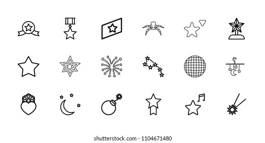 Star Icon. Collection Of 18 Star Outline Icons Such As Explosion, Constellation, Heart Frozen, Favorite Music, Rank, Bed Mobile. Editable Star Icons For Web And Mobile.