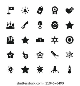 Star icon. collection of 25 star filled icons such as explosion, tag, medal, sheriff, ranking, flag, rocket, award, sun, ninja. editable star icons for web and mobile.