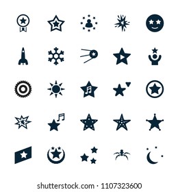 Star icon. collection of 25 star filled icons such as happe emoji with star eyes, favorite music, moon and stars, snowflake, sheriff. editable star icons for web and mobile.