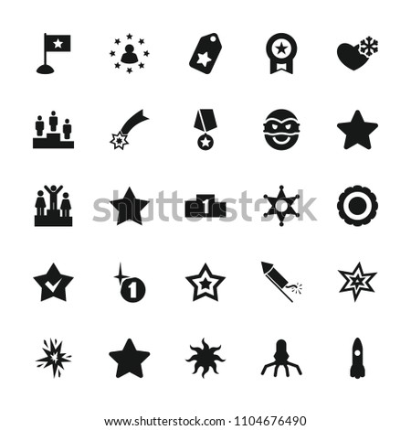 Star icon. collection of 25 star filled icons such as explosion, tag, medal, sheriff, ranking, flag, rocket, award, sun, ninja. editable star icons for web and mobile.