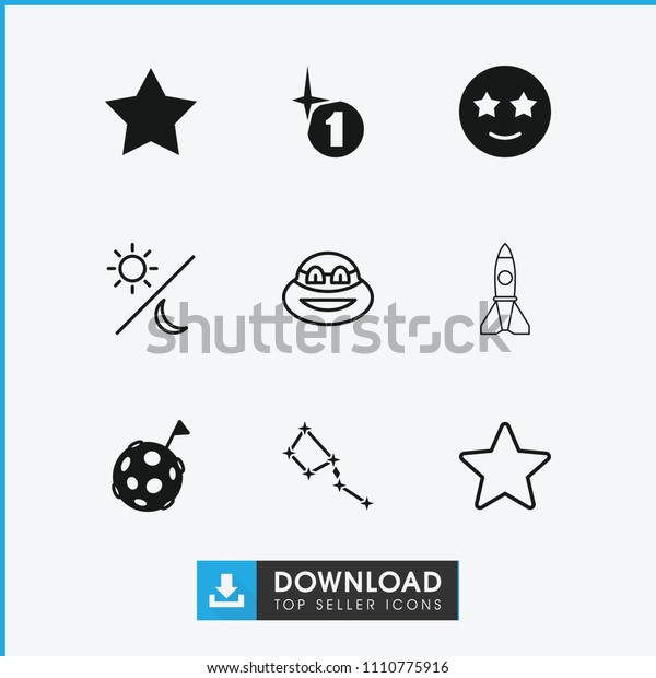 Star icon. collection of 9 star\
filled and outline icons such as flag on moon, ninja, sun and moon,\
explosion, constellation. editable star icons for web and\
mobile.