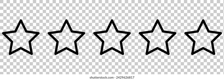Star icon collection. Blank star vector icons set with shadow. Black line stars mock up isolated on transparent.t background. Vector design element. Vector illustration. Eps file 543.
