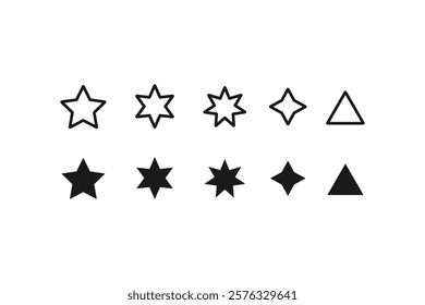 Star icon collection. Different star shapes. Black stars icon set. Sparkle star icon set. Vector illustration