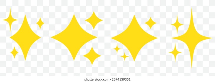 Colección de ícono de estrella. Diferentes Formas estelares. Conjunto de iconos de estrellas negras. Conjunto de iconos de estrella brillante. Ilustración vectorial Sobre Fondo Transparente. EPS 10.