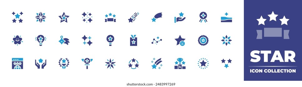 Star icon collection. Duotone color. Vector illustration. Containing talent, shining, vip, shootingstar, star, stars, score, website, favourite, trophy, idea, goal.