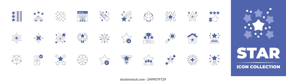 Star icon collection. Duotone style line stroke and bold. Vector illustration. Containing northstar, star, starsandstripes, shootingstar, stars, website, trophy, rating, taxi.