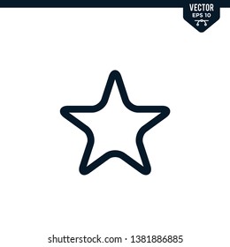 Star icon collection in outlined or line art style, editable stroke vector