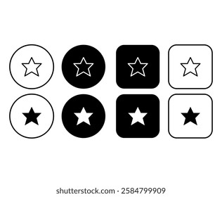 Star icon collection. Simple star buttons set. Star symbols. Rating or feedback icon
