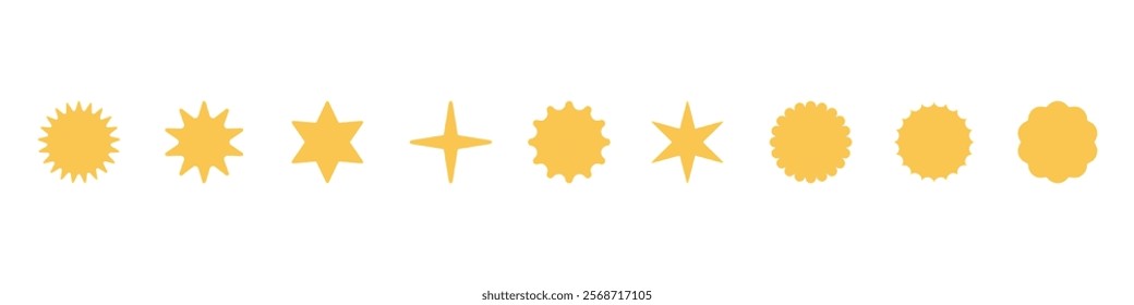 Star icon collection.Black stars icon set. Sparkle star icon set.
