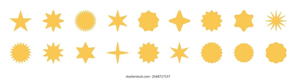 Star icon collection.Black stars icon set. Sparkle star icon set.