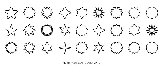 Star icon collection.Black stars icon set. Sparkle star icon set.